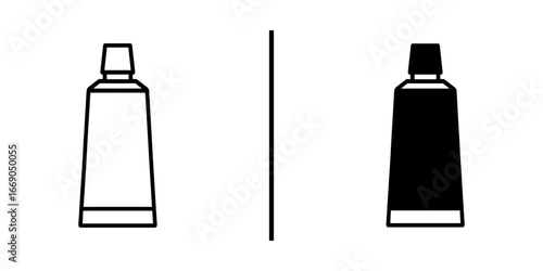 Toothpaste Tube Black and White Vector Icon

