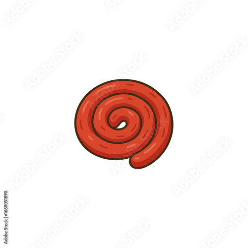 Spiral Sausage Isolated on White Background