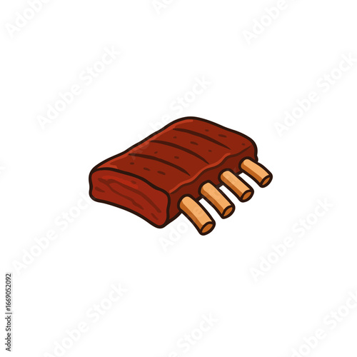 Beef Rib Isolated on White Background