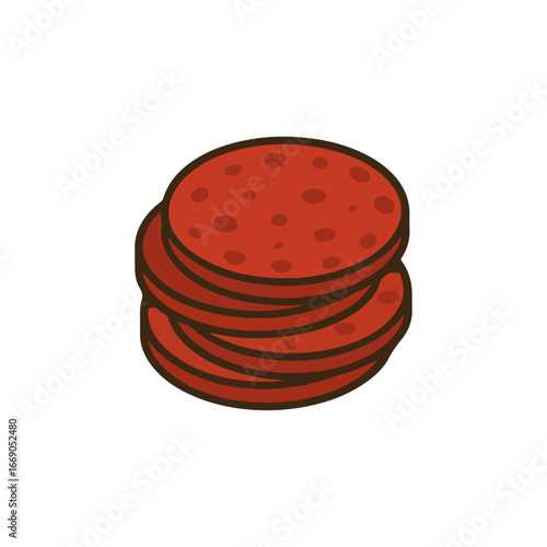 Pepperoni Isolated on White Background