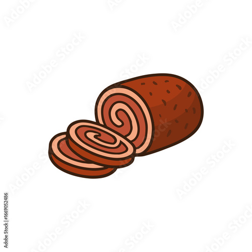 Meat Roulade isolated on white