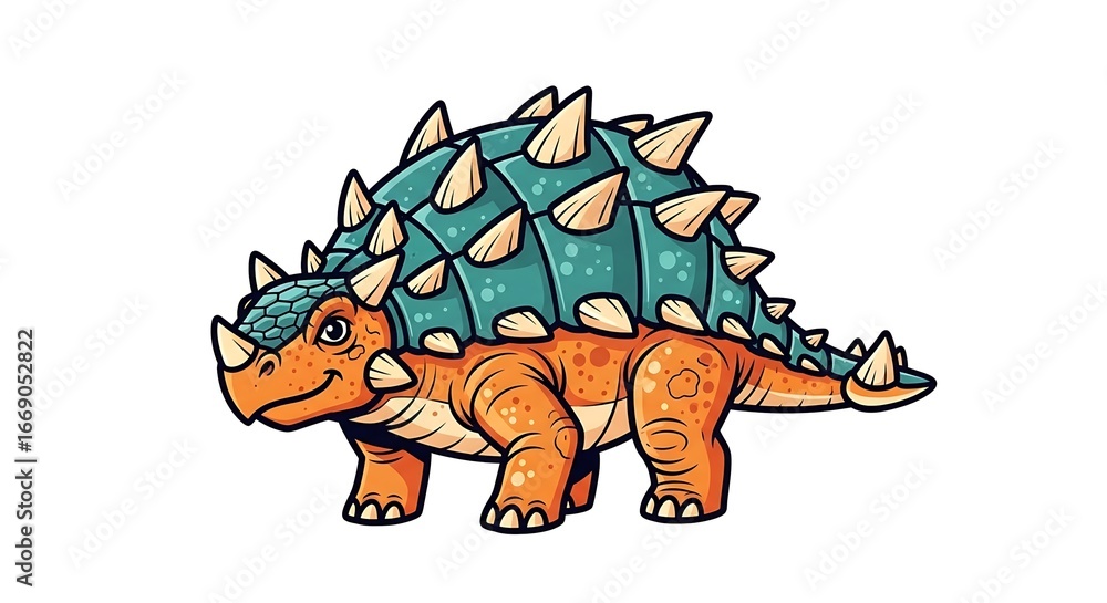 Fototapeta premium A vibrant illustration of an Ankylosaurus, capturing its prehistoric essence. 