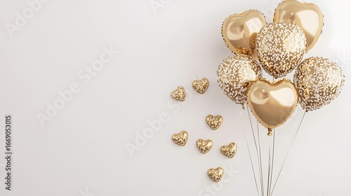 Gold Heart Balloons Festive Party Decoration
