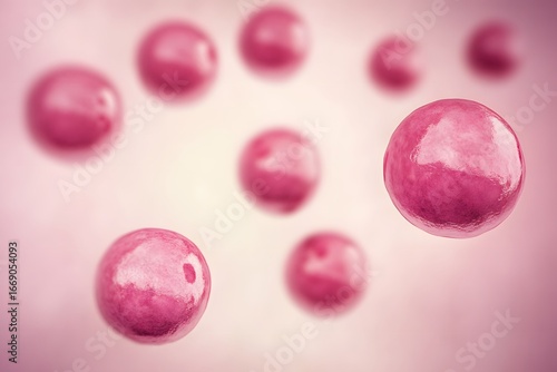 Abstract Pink Spheres Floating Background Medical Science Concept
