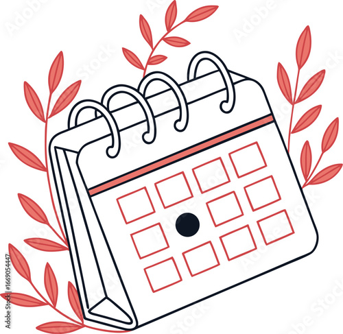 Clean and modern calendar icon with date and event markers