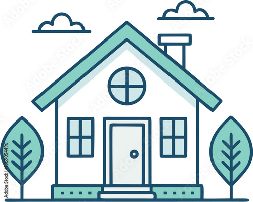 Simple home house building icon for real estate and property