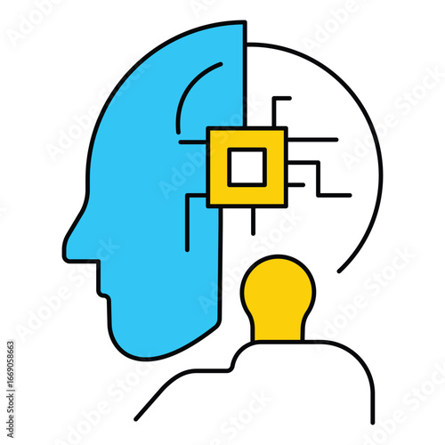 Digital Microchip Circuit Artificial Intelligence Vector Icon