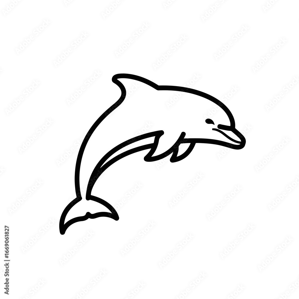 Fototapeta premium Dolphin Vector Icon Jumping on a White Background 