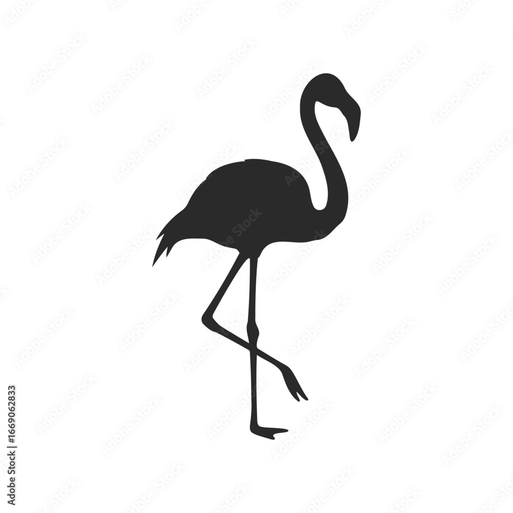 Fototapeta premium Silhouette of a flamingo standing on one leg