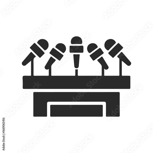 Microphone podium icon for press conference or public speaking symbol