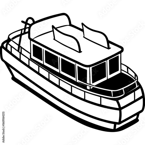 Minimal Pontoon Boat Vector on White