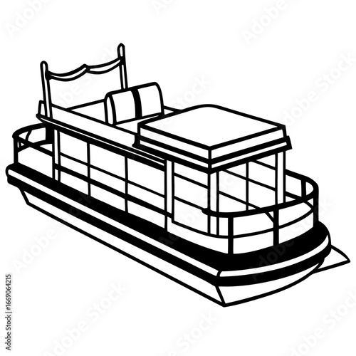 Minimal Pontoon Boat Vector on White