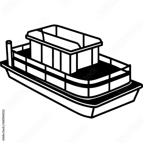 Minimal Pontoon Boat Vector on White