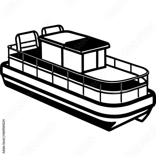 Minimal Pontoon Boat Vector on White