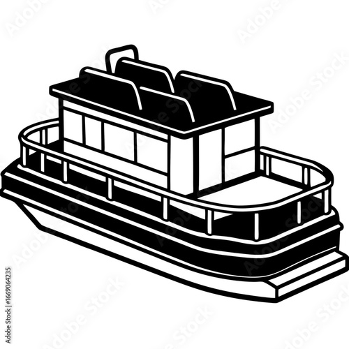 Minimal Pontoon Boat Vector on White