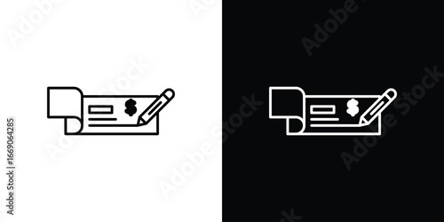 Signing cheque icon. Simple element illustration.