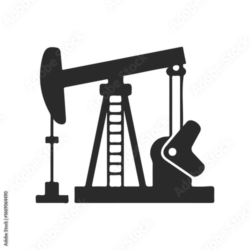 Silhouette of oil pump jack on white background