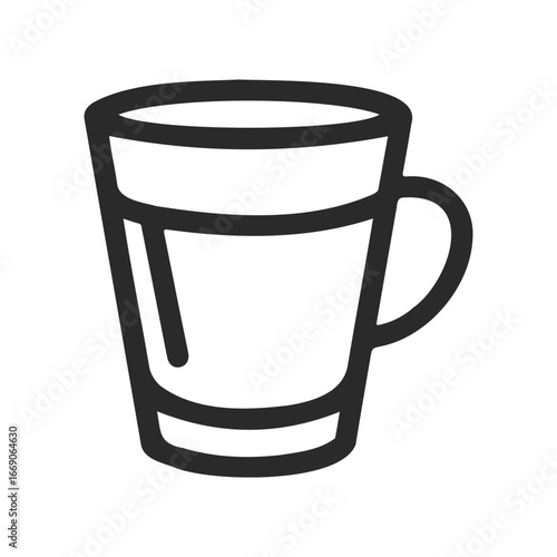 Minimalist line art mug icon on white background