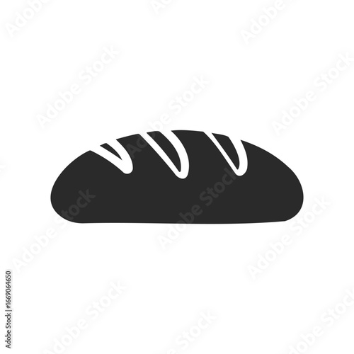 Sliced french bread silhouette on white background