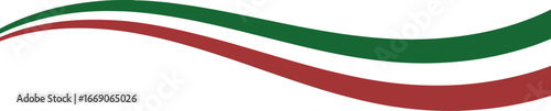Abstract wavy lines background with green, white, and red stripes symbolizing patriotism or a modern design concept
