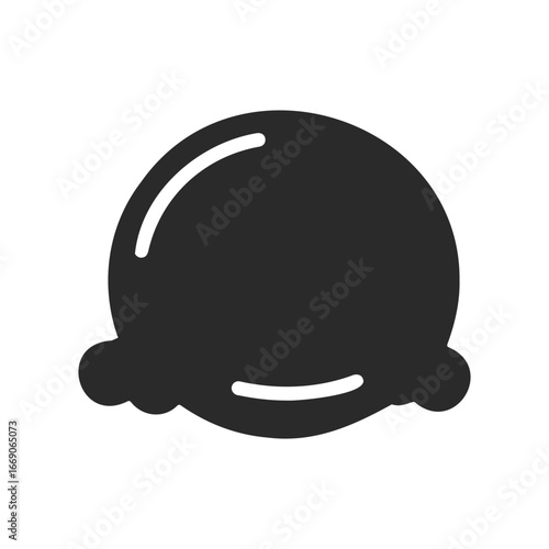 Minimalist black ice cream scoop icon on white background