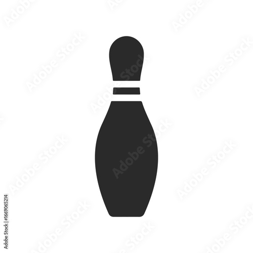 Simple black and white bowling pin icon on white background