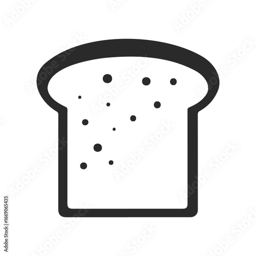 Minimalist bread icon with toast slice and crumbs