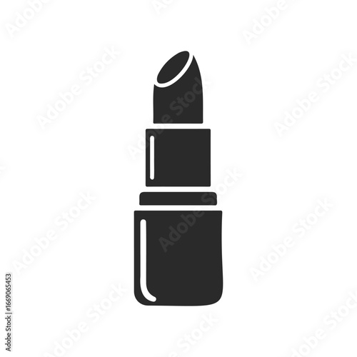 Simple black icon of a lipstick on white background