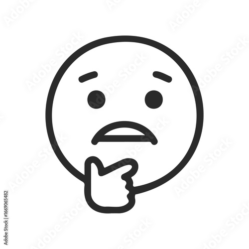 Thoughtful emoji with hand on chin expressing contemplation