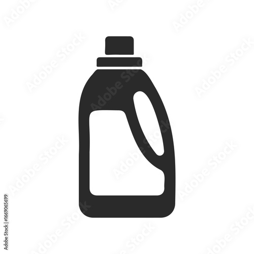Minimalist icon of a plastic detergent bottle on white background