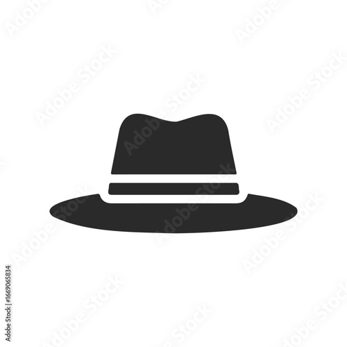 Classic black fedora hat icon - stylish headwear design