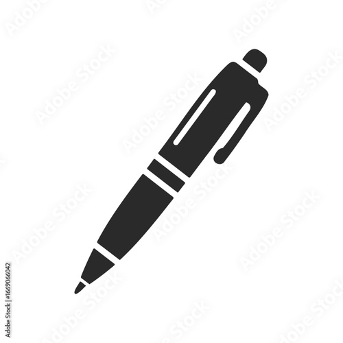 Simple black ballpoint pen icon illustration on white background