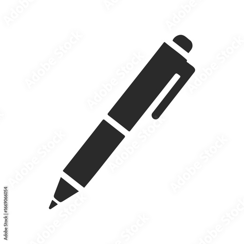 Black icon of a ballpoint pen on white background