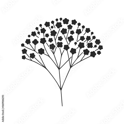 Minimalistic black silhouette of baby's breath illustration