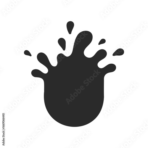 Abstract black splash icon with dynamic drops on white background