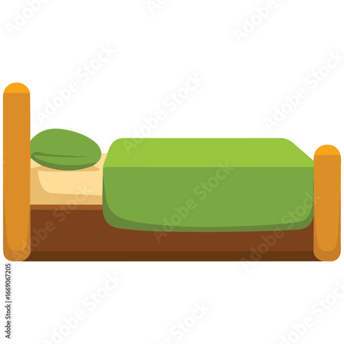 Bed side view vector icon comfortable apartment isolated vector illustration on white background