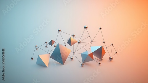 Abstract geometric shapes in metallic tones, symbolizing modern connectivity and communication.