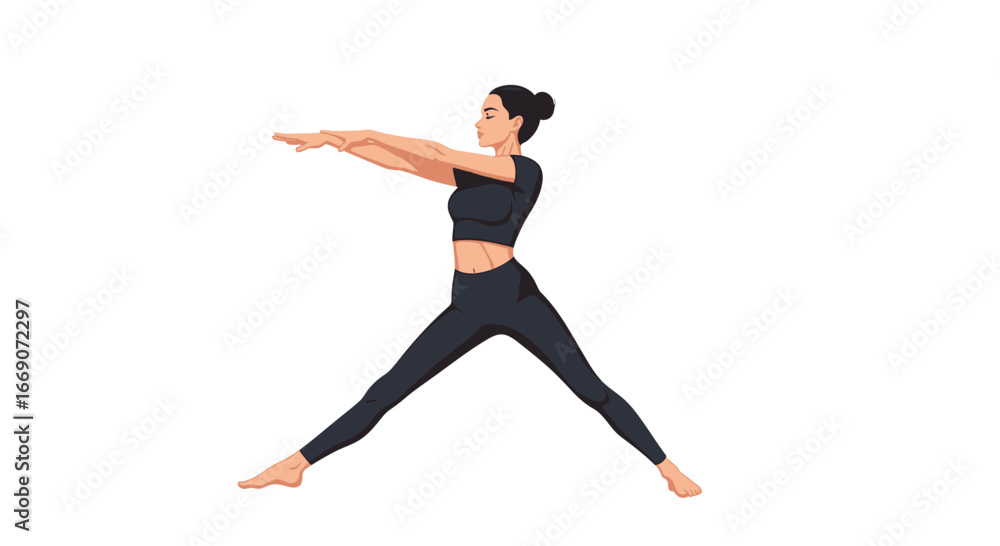 Obraz premium Serene female silhouette performing stretching exercise for wellness routine