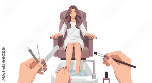 Relaxing pedicure spa experience for a woman receiving foot treatment
