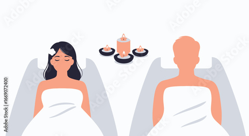 Serene spa retreat illustration featuring relaxation and rejuvenation