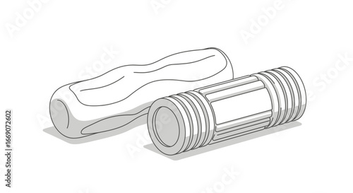 Stylized illustration of therapeutic massage tools over a white backdrop