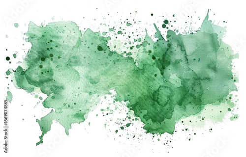 Wallpaper Mural Abstract green watercolor splash on white background Torontodigital.ca