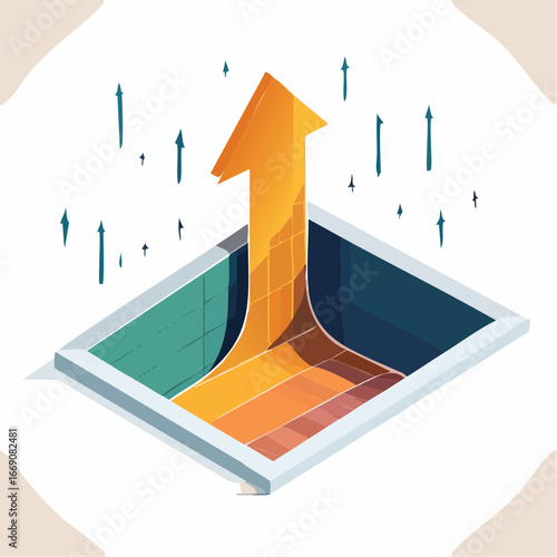 Isometric Illustration Of Growth And Success
