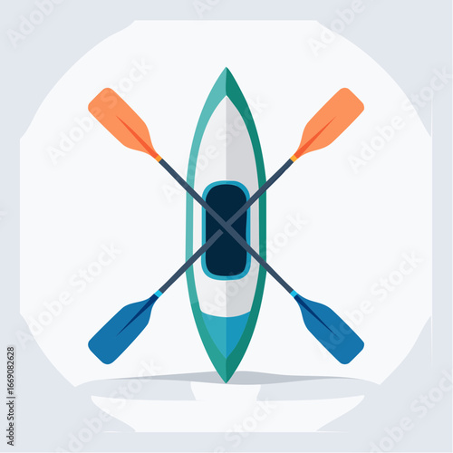 Flat Style Kayak Illustration With Paddles