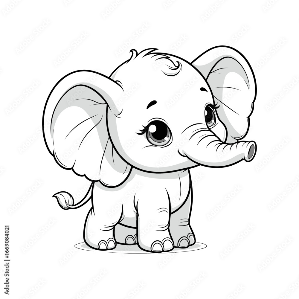 Obraz premium Cute baby elephant with big ears