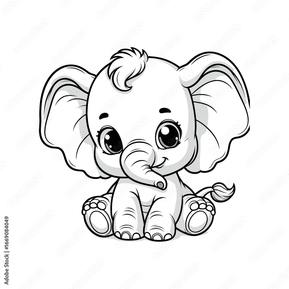 Fototapeta premium Cute baby elephant with big ears