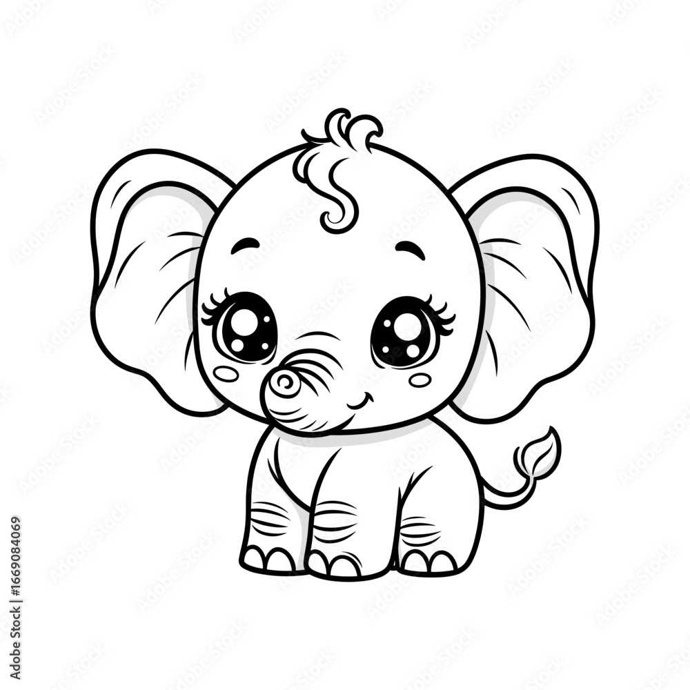 Fototapeta premium Cute baby elephant with big ears