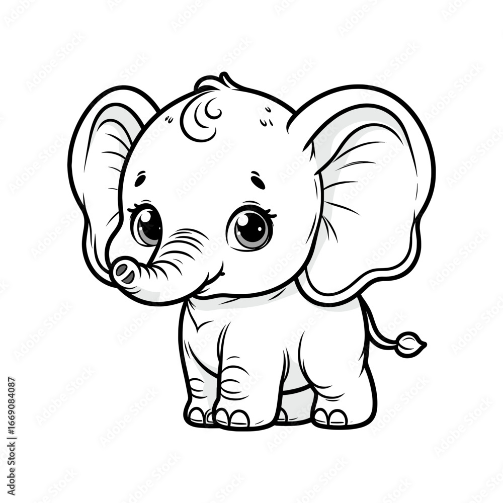 Fototapeta premium Cute baby elephant with big ears
