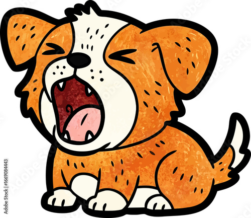 Big Yawn from a Sleepy Little Puppy