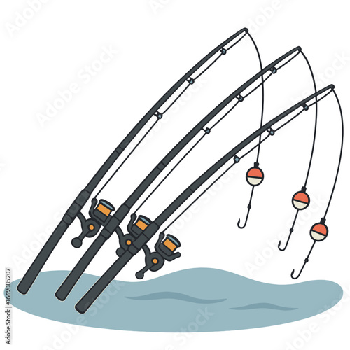 High-quality fishing rods wait patiently for a bite in Oswego, New York